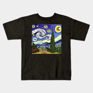 Starry Night Style Kids T-Shirt